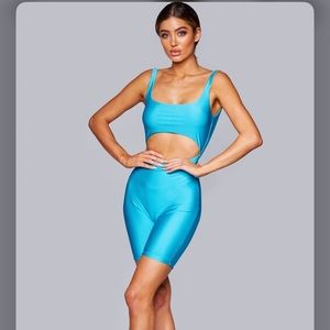 Blue Spandex Cut Out Jumpsuit